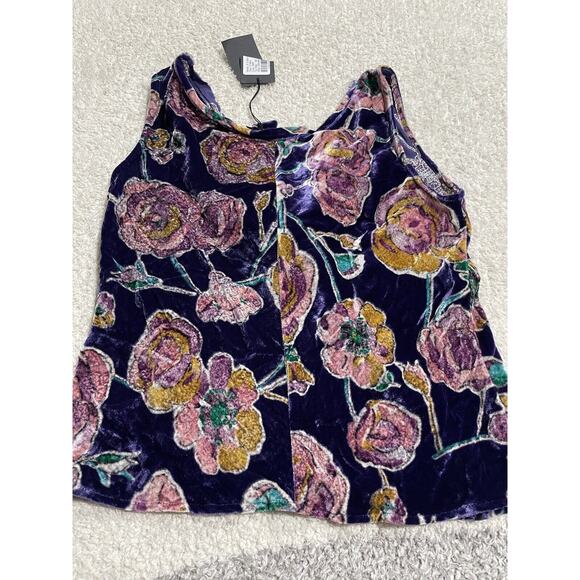 NWT Victor Victoria women's size L front knot sleeveless purple velvet blouse - Picture 5 of 8